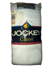 VTG Jockey Classic 3-Pk Mens White Briefs Sz 38 100 Cotton Inverted Y Fly 90s