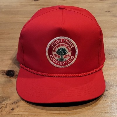 Vintage South Shore Country Club Hat Snapback Red Rope Patch Golf Hingham MA