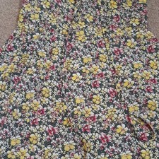 Womens Floral Button Front Chiffon V-Neck A-Line Midi Dress Short Sleeve S