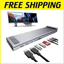 USB C Docking Station with Dual Monitor, 4K 60Hz, 9-in-1 Hub