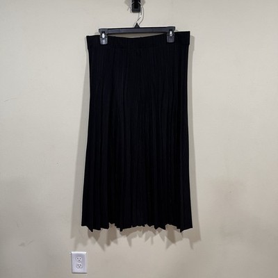Orly Paris pleated skirt long skirt size EU T44 US 10 striped white & black EUC