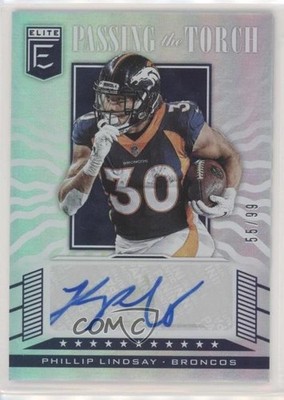 2019 Panini Donruss Elite 55/99 Phillip Lindsay #PTT-8 Auto 05b9