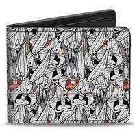 Bi-Fold Wallet Bugs Bunny Expressions Stacked White/Black/Gray (Us Import)