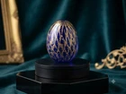 Italian Murano Glass Paperweight Gold Leaf Blue Sommerso Style