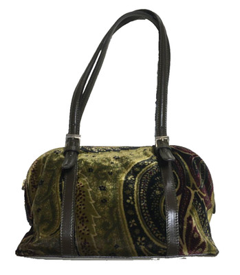 Etro Velvet Handbag Green Mini Bag Paisley Luxury Italy With Dust Bag Auten Good