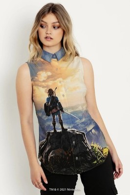 Black Milk The Legend Of Zelda Breath Of The Wild Sleeveless Button Down Shirt S
