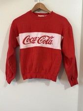 Vintage Coca Cola Sweatshirt Striped Pullover Soda Made In USA 80s Runs Small