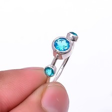 London Blue Topaz Gemstone 925 Sterling Silver Jewelry Handmade Ring s.6 Sku13