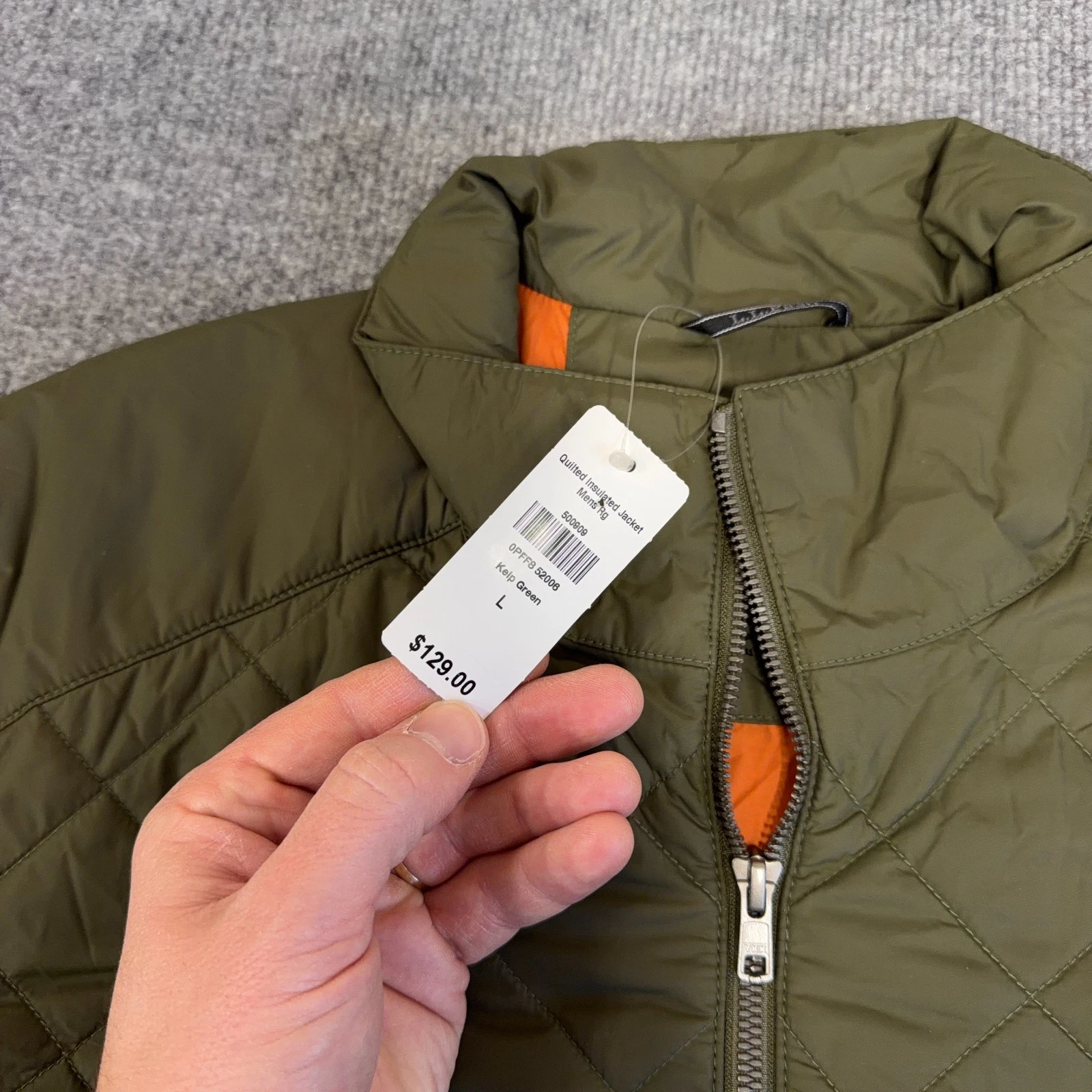 LL Bean Jacket Men Large Kelp Green Quilted Insulated Full Zip Utility NEW image 4
