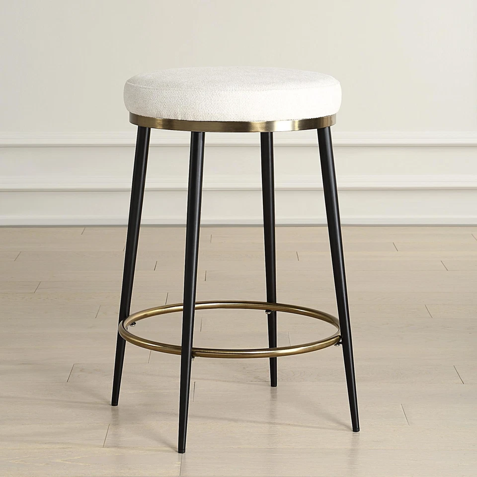 Uttermost 23897 Ensemble 20"W Metal and Polyester Accent Stool - Matte Black / - Image 3 of 4