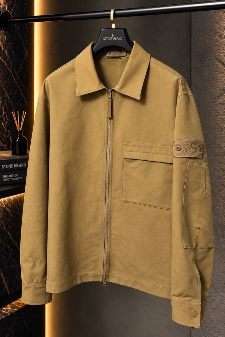 Stone Island Ghost Piece 23AW Gabardine Doppio Zip Jacket Beige L - product detail image 3