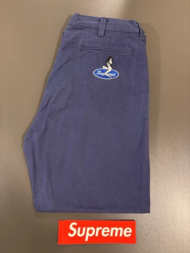 Pantalon chino Supreme taille 32 skateboard bleu boîte