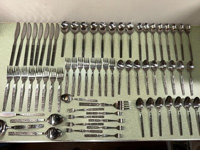 ONEIDA Northland Spring Fever Stainless Flatware Set Service for 8--total 70 Pcs