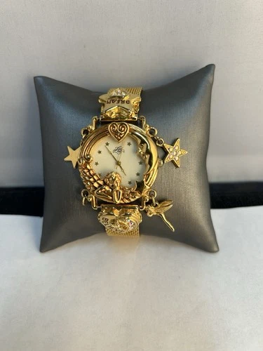 Kirk’s Folly “Angel Time” Celestial Fairy Wristwatch Gold Tone 1994 Anniversary