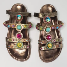 KURT GEIGER LONDON OCTAVIA FLEXI GLADIATOR BRONZE LEATHER SANDALS US 8.5 NIB