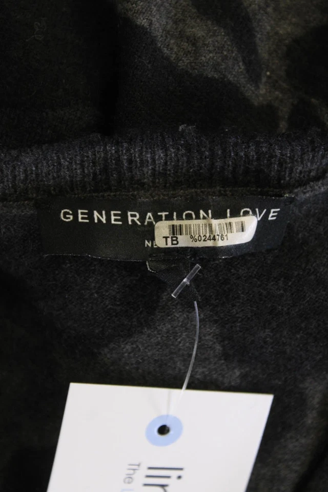 Generation Love 女式羊绒针织迷彩印花毛衣上衣黑色 XS 码 — 第 4/4 张图片