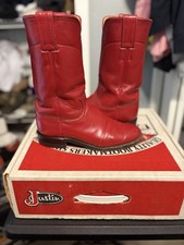 Justin Red Leather Roper Cowboy Western BOOTS Womens Size 5 1/2 C Style L3055