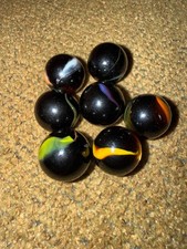 Rare Vintage Akro Agate Marble Lot 7 1930s Purple Popeye Red Rossi Corkscrew O