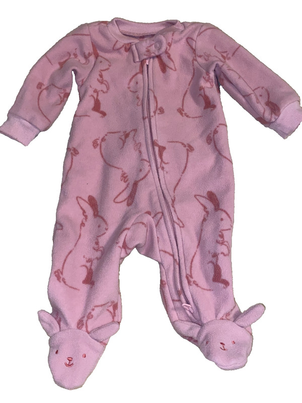 JC !WOW! Carter's NEWBORN Pink Fleece bunny Rabbit Blanket Sleeper