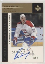 2002-03 Premier Collection Signatures Gold 36/50 Ron Hainsey Rookie Auto RC 6sq