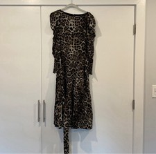 Eliza J Cheetah Print Midi Dress With Self Belt, S