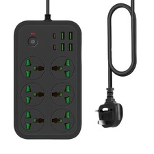  UK Plug 12 in 1 Universal Power Strip with USB C, Extension Cord with 6 Wid...