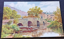 Vintage NEWBY BRIDGE - colourful lake district postcard - A.R.QUINTON artist.