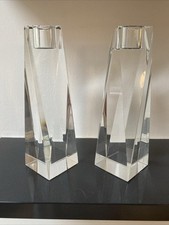 Oleg Cassini Crystal Prism Cut Glass Candle Holder Made In Italy 6” Or 15cm Tall