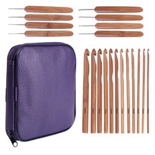 Luxury 20-Piece Carbonized Bamboo Crochet Hook Set Ergonomic Tools in Gift Case