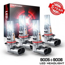 9006 9005 LED Headlight KIT Combo Bulbs 10000K High Low Beam Super Bright White