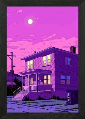 Lofi Pink Retro Framed Wall Art Poster Canvas Print Picture