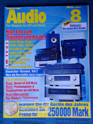 AUDIO 8/91, KRELL SBP 64X,MD-1,RESEARCH D 240,ROWLAND MOD. 1,MARK LEVINSON No 29