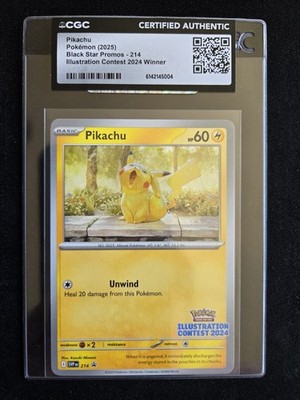 CGC AUTHENTICATED 2025 BLACK STAR PROMO 214 PIKACHU ILLUSTRATION CONTEST 2024