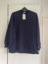 H&M Oversized Sweatshirt Jumper Sweater BNWT Size L Cotton Blend Navy Blue