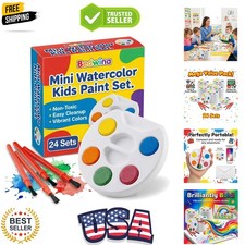Mini Watercolor Kids Paint Set - Bulk Pack of 24 - 5 Watercolor Paints, Palet...