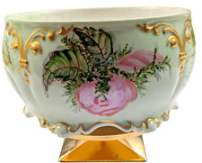 Antique 1906 J.P.L. France Jean Pouyat Limoges Hand Painted Roses  Gilt Bowl