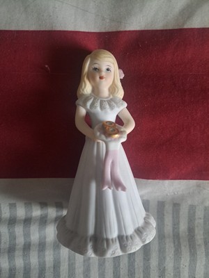 Vintage Enesco 8 Year Old Growing Up 4.5  Tall Blonde Girl Figurine Nice