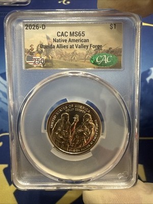 CAC 2026 P MS 65 Sacagwea Dollar Coin - Oneida Allies At Valley