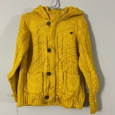 Mayoral Knitwear Yellow Cable Knit Hooded Cardigan Toddler Kids Size 5 110cm