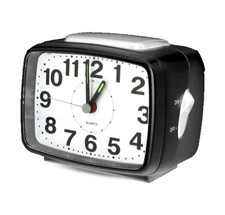 Wecker Analog Schwarz große Ziffern Snooze Licht Alarm Taste AA