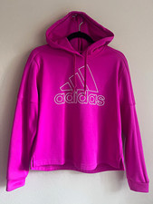 Adidas Training Line ClimaWarm Women's M Hot Pink Fleece Pullover Hoodie Logo