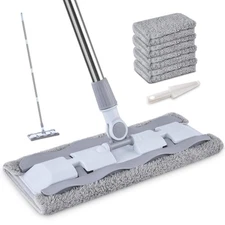 Microfiber Hardwood Floor Mop with 4 Washable Pads, 360 Rotation Dust Flat Mo...