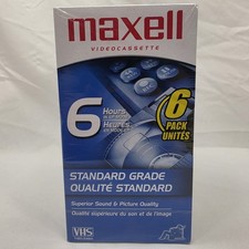 Maxell T-120 VHS Blank Tapes 6 Pack Sealed NOS 6 Hour Video Cassette NEW