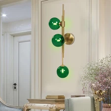 Mid-Century Modern Decor Globe Wall Sconce Green Glass Indoor LED Wall Light USA