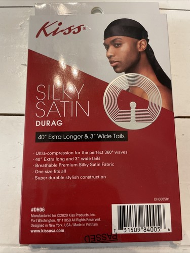 Kiss Powerwave Silky Satin Durag 40” Extra Long & 3”wide Tails One Size Fits All - Picture 2 of 2