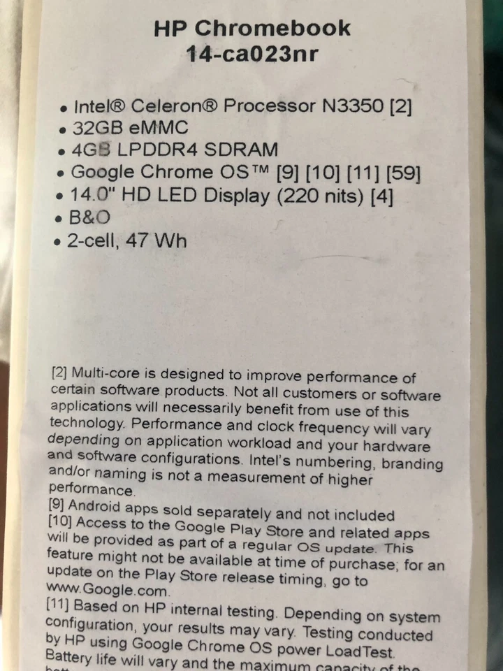 HP 14" Chromebook Laptop ~ 32GB ~ Intel Celeron ~ 1.10 GHz ~ 4GB ~ FREE SHIPPING - Image 4 of 4