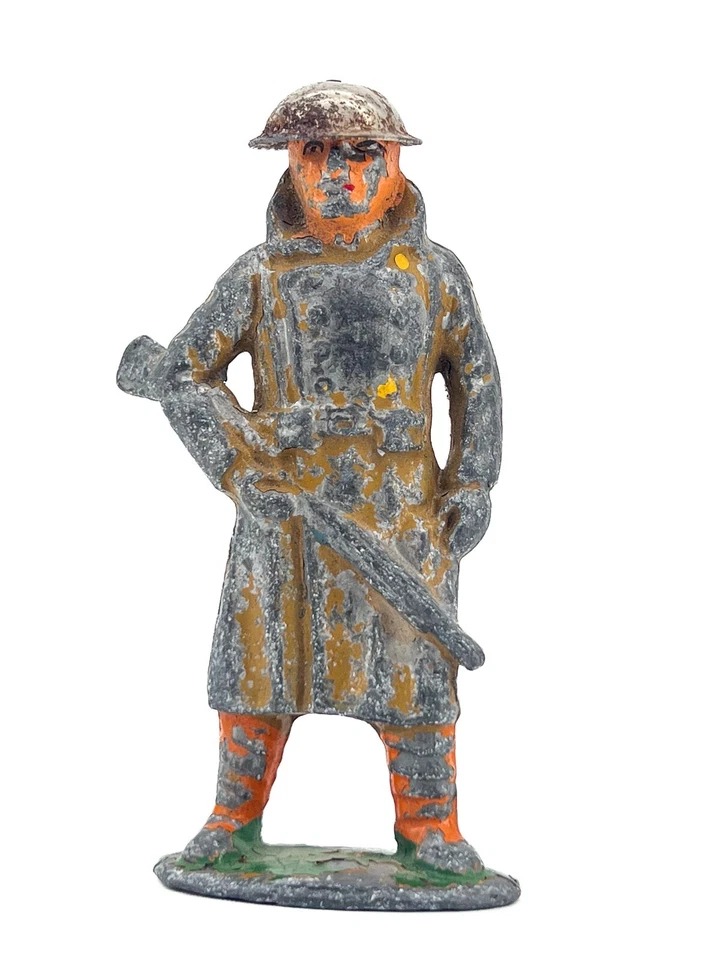 Винтажный Barclay / Manoil #736 солдат винтовка пистолет олово траншея пальто железа десятицентовик магазин литой - Изображение 2 из 4