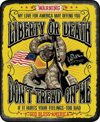 Queen Don't Tread On Me Liberty Or Death Mink Faux Fur Blanket Warm Soft Full