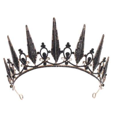 Baroque Queen Crowns Bride Wedding Gothic Tiaras Purple Crystal Rhinestones