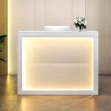 55" Office Reception Desk with LED Light Front Desk Retail Checkout Counter